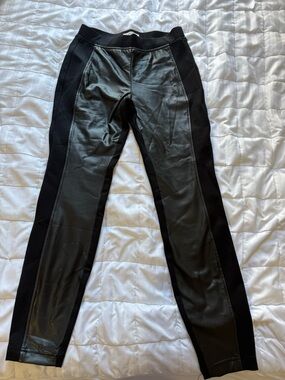 Black Faux Leather Panel Leggings